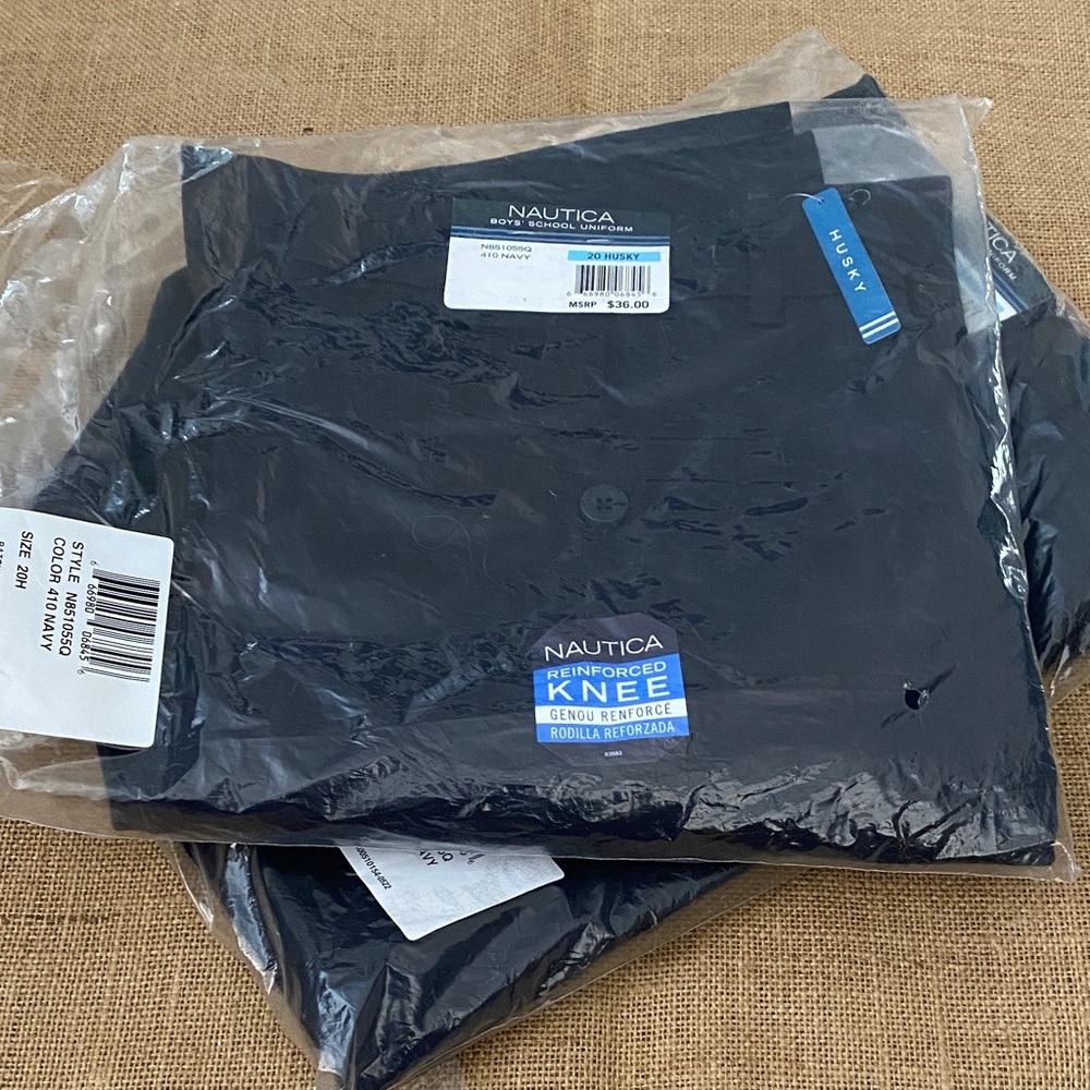 Nautica Lot of 2 Husky Boys School Uniform Pants 410 Navy Size 20 Husky